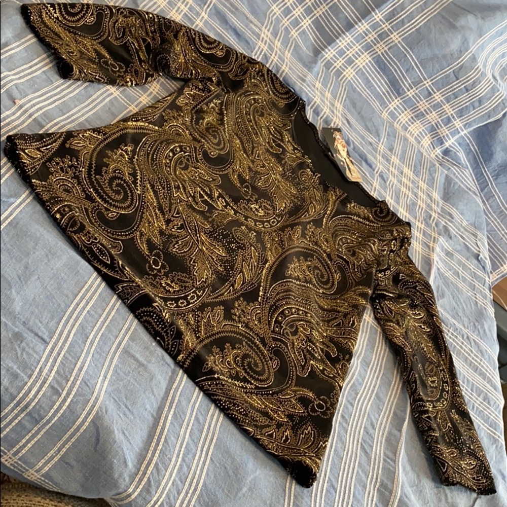Elegant black and gold evening top